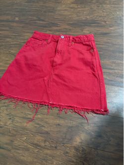 Abercrombie &Finch Womens 24 Red Denim Natural Rise A-line Mini Pocket Skirt