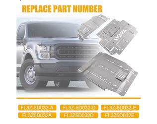 Full Skid Plate Package w/Front Transmission Skid Plate Steel FL3Z-5D032-D Replacement for Ford F-150 2015-2022