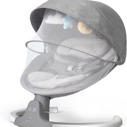 Baby Swing for Infants, Baby Rocker with 5 Speed, Bluetooth Support Infant Swing, 10 Preset Lullabies. 5 Point Harness with Remote Control and 3 Hangi