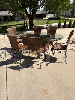 Wicker and Glass Table Set - Price Reduced