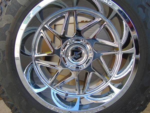 20X12 Chrome Rims and 35 12.50 20 Hercules Terra Trac M/T Tires 6 Lug