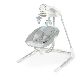 Ingenuity InLighten Baby Swing, Motorized Vibrating, Swivel Infant Seat, Gray