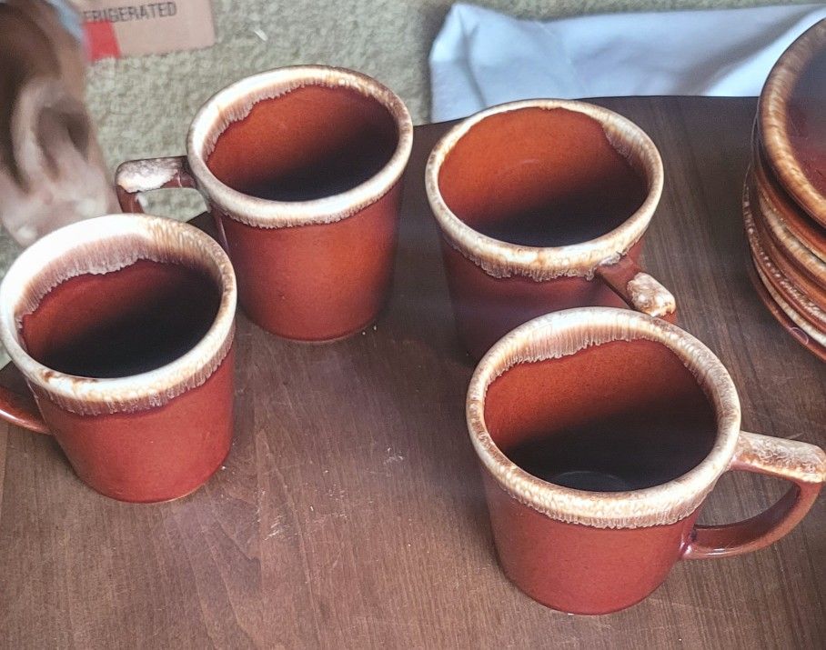 Vintage McCoy Pottery Brown Drip Glaze Coffee Mugs