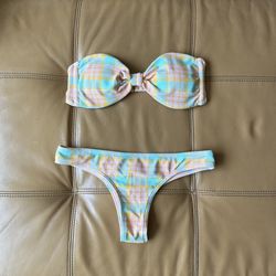 Billabong Plaid Strapless Bikini