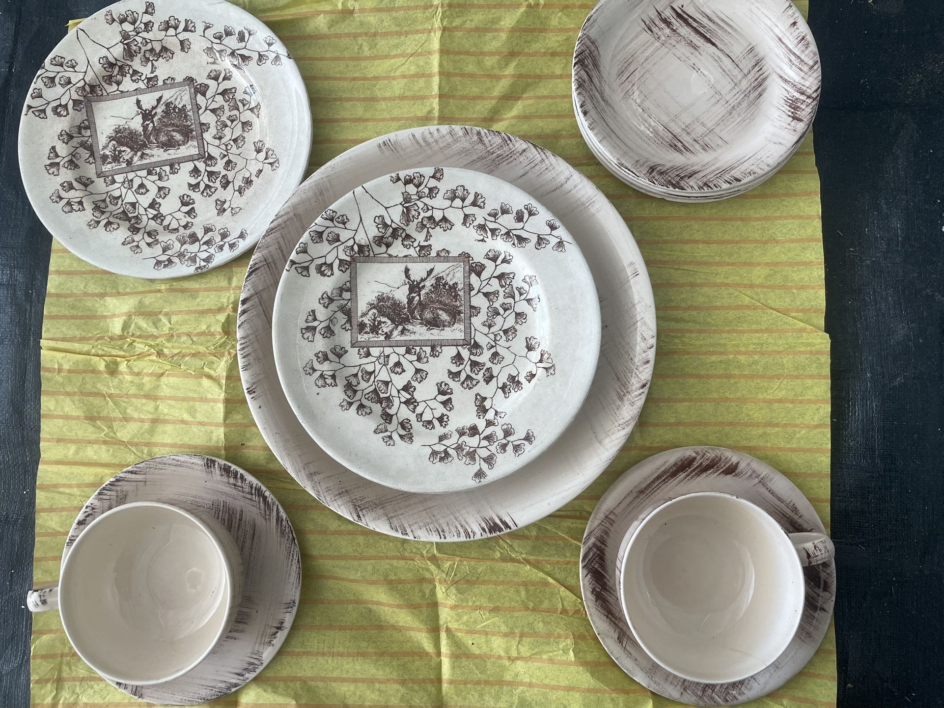 Hand Painted Vintage Dinner Plate Set