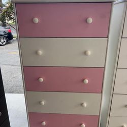 Jumbo 5 Drawer White Pink 