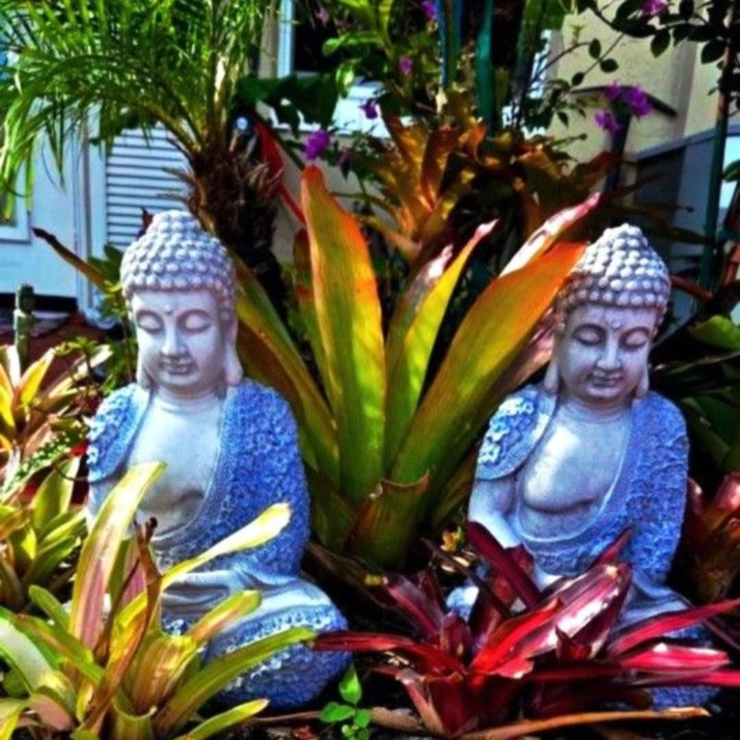 2 Meditative Buddha Statues Garden Decor Outdoor Indoor 12" Tall