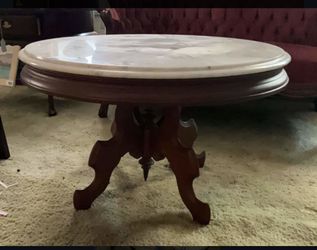 Round White Real Marble Top Coffee Table