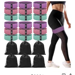 Resistance Bands for Working Out Non-Slip Fabric Elastic Exercise Bands, 18 Pcs,