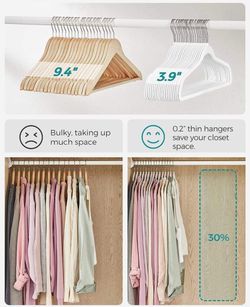 Rubber-Coated Plastic Hangers, 50 Pack Non-Slip Coat Hangers