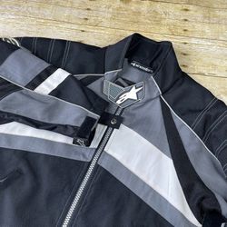 Alpinestars Sz S Motorcycle Jacket Black Grey White Full Zip Side Logo Spell out