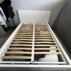Queen White IKEA Bed Frame W/Storage