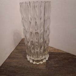 9-in Vintage 1960 Italian Rippled Art Glass Vase