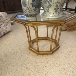 Gilt Gold Iron And Glass Coffee Table 