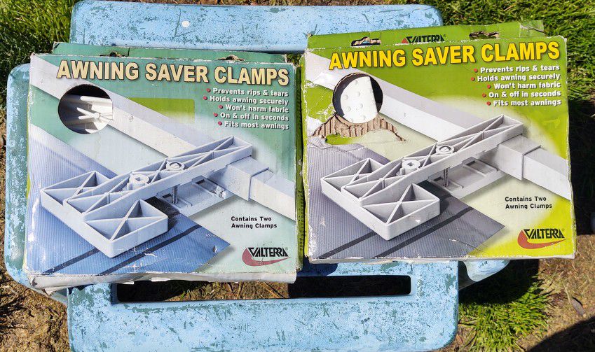 4 pack RV Awning Saver Clamps RV Awnings, White (Universal Fit)