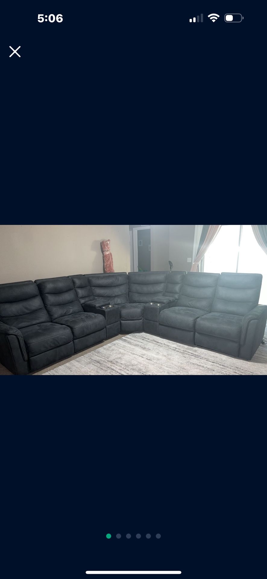 Navy Blue Reclining Sectional