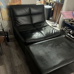 Just Black Leather Over Sized Accent Chair