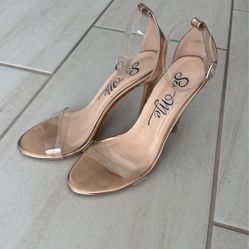 Rose Gold  Clear Strap Heels