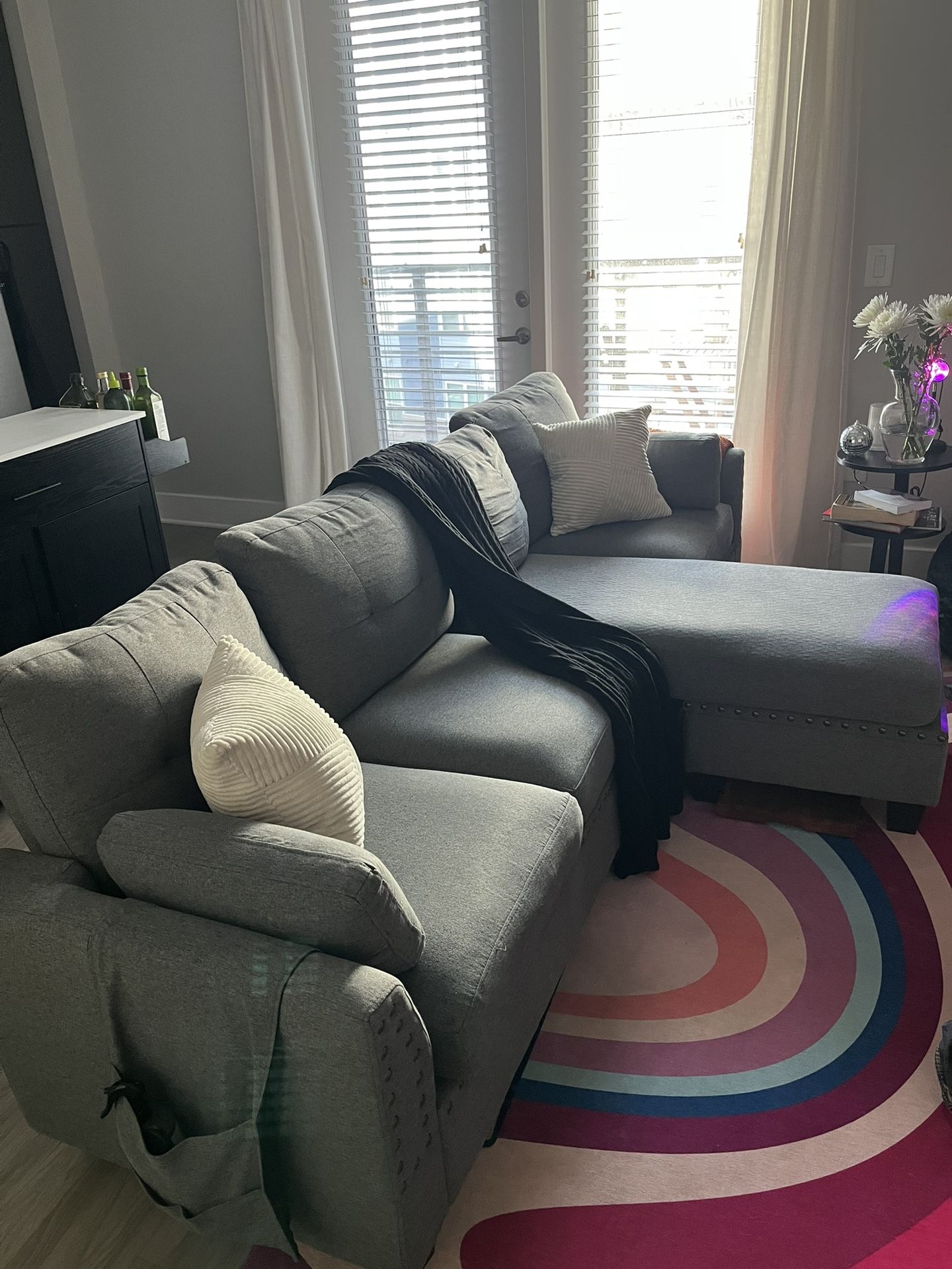 102” Gray Couch With Storage