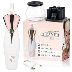 Selene Makeup Brush Cleaner & Dryer Machine - Automatic Spinner to Wash & Dry Brushes in Seconds - 13 Collars to Fit Any Makeup Brush