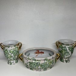 Matching Vases Set of 3 —Ceramic Vases—Asian Vases—( $100 sef of 3 pieces)