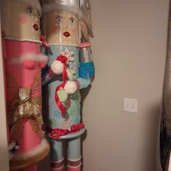 6ft FEMALE nutcracker Christmas Decor Pink Blue
