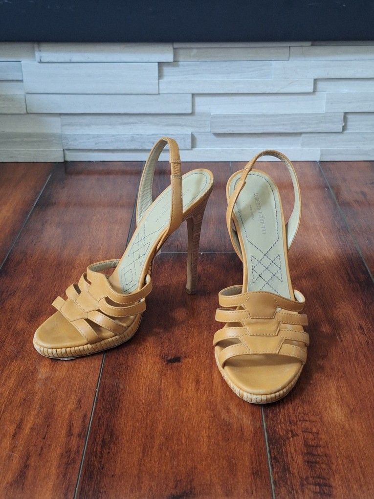 Alberta Ferretti Women's Italian Peep-Toe Slingback Heels Size 37