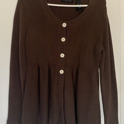🧥Womens Long Sleeve Button Cardigan - Brown XL 