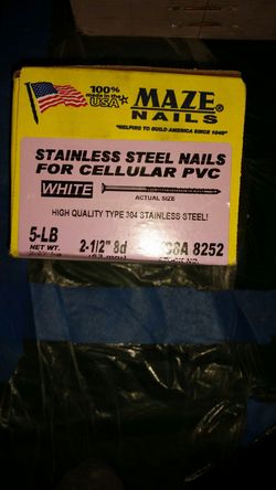 Stainless steel nails for cellular PVC