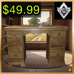 *VINTAGE* Solid Wood Writing Desk Farmhouse Style 1990s