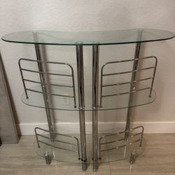 Glass And Chrome Console Table 
