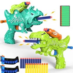 
Dinosaur Toy Guns for Toddlers Age 3-5, Small Dino Blaster Toys for Boys 3 4 5 Years Old, Easy to Shoot Foam Dart Gun Set for Kids, Cool Birthday Gif