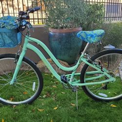 Huffy Womens Bicycle with beautiful fabric seat cover& basket cover. 