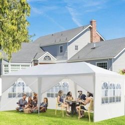 10 ft. x 20 ft. White Wedding Party Canopy Tent Outdoor Gazebo with 6-Removable Sidewalls&venta