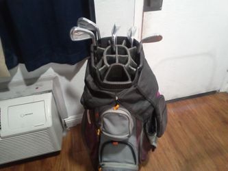 Max fli Golf Bag with Clubs Set with brand new mezuno MX Speed Metal  5-pw,gw irons missing the 7 iron