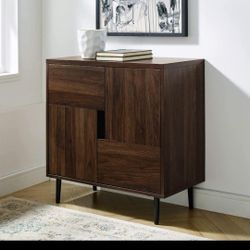Dark Walnut/Navy Interior Modern Accent Cabinet(NEW In A Box)