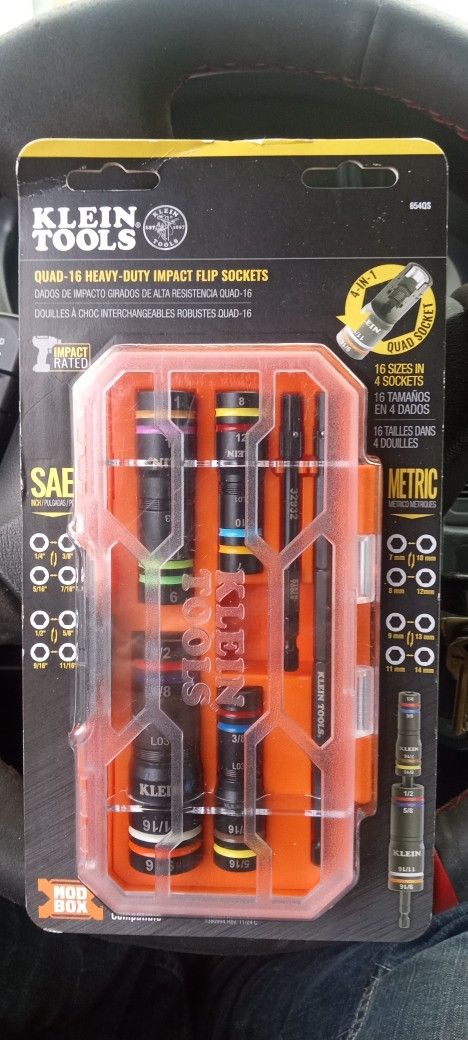 Klein Tools Quad 16 Heavy Duty Impact Flip Socket Set Sae And Metric