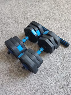 Adjustable Dumbbell Set Black and Blue