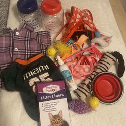Lot of cat/kitten toys Clothes, and other items