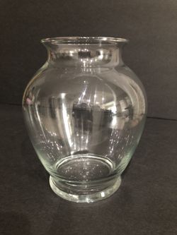 White Glass Vase Clear 8”.  Excellent condition.