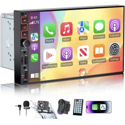 New-9" Double Din Car Stereo with Wireless Apple CarPlay & Android Auto,QLED IPS Touchscreen Double Din Radio,1080P Backup Camera, Mirror Link, Voice 
