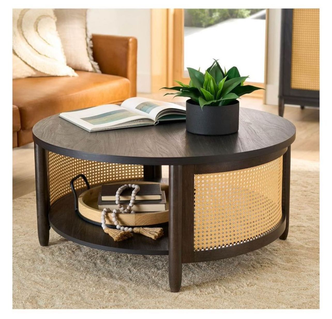 Table Springwood Caning Coffee Table, Charcoal Finish