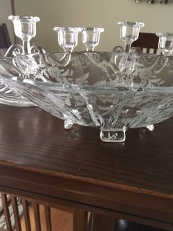 Crystal matching pieces, Bowl, Tiered Candle Holders , Collection Older Style