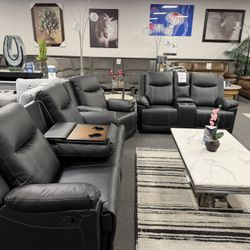 Black Sofa & Loveseat + Free Recliner Chair 
