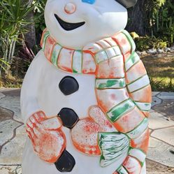 VINTAGE 1997 Grand Venture Plastic CHRISTMAS BIow Mold Snowman 38" Tall w/ New Bulb WORKING EXCELLENT CONDITION 