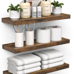3 Set Floating Shelves Brown 