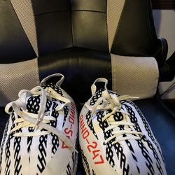 Zebra yeezy slippers sale