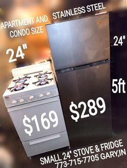 24" stove fridge refrigerator stainless steel