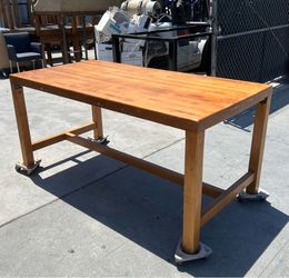 Vintage Custom Butcher Block wood Oak farmhouse table