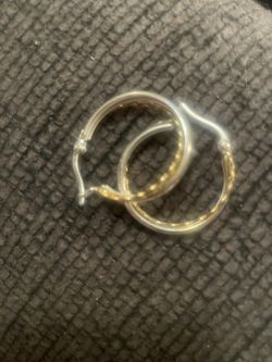 18k Gold And Silver Hoops